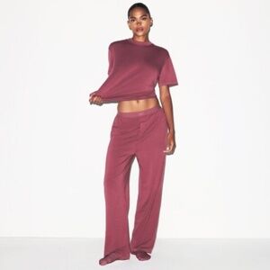EUC SKIMS Boyfriend Loose Lounge Pants XXS Beet